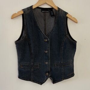Vintage Y2K DKNY Jeans Faded Denim Vest Festival Grunge Indie Sleaze 90s Style L